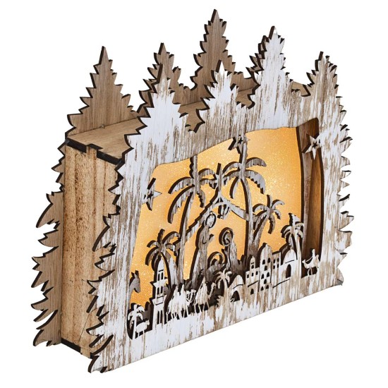 Presepe in legno illuminato